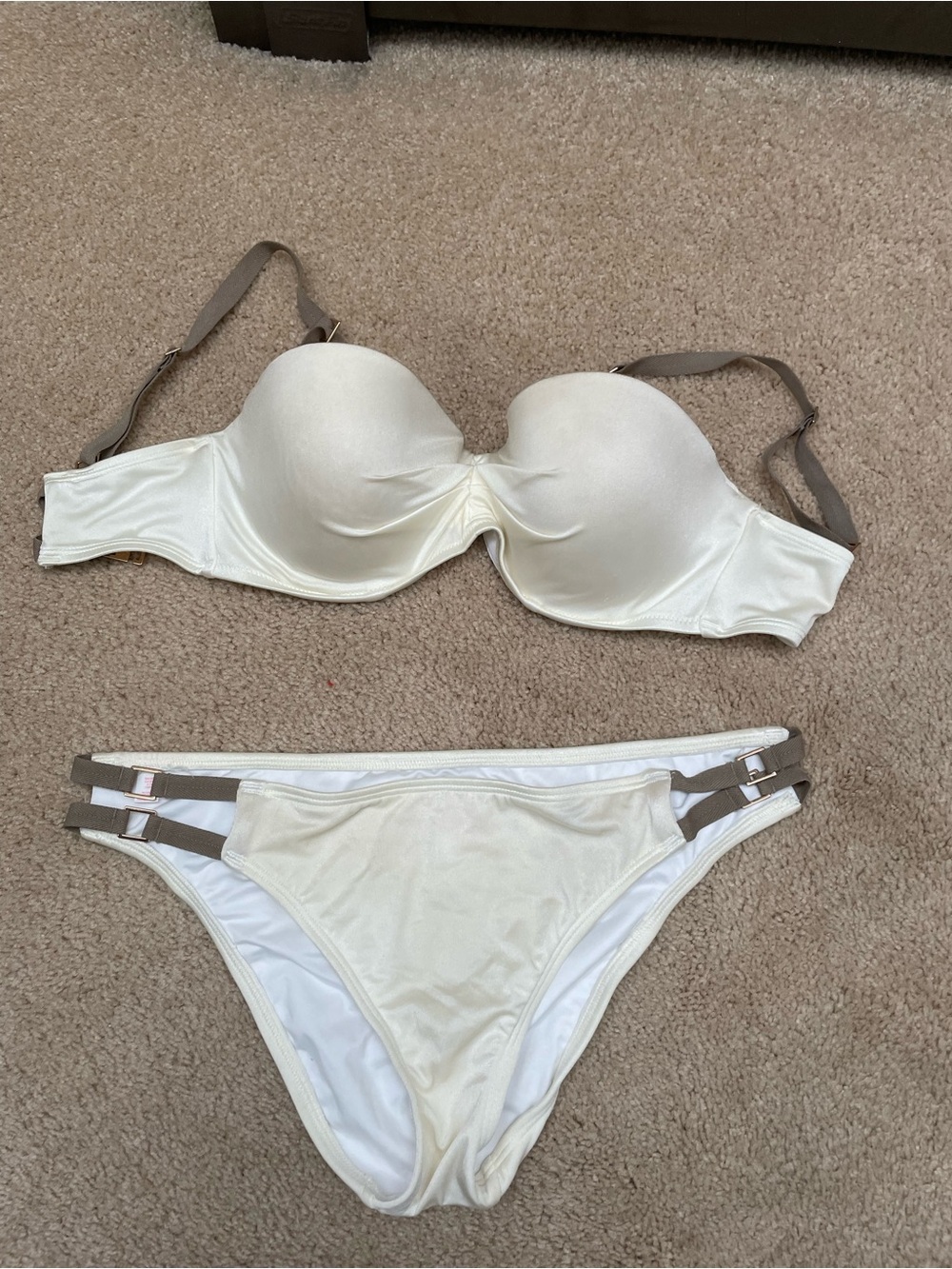 Victoria's Secret Cream and Taupe Two-Piece Bikini Set